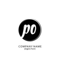 Initial PO with black circle brush logo template vector