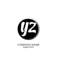 Initial YZ with black circle brush logo template vector