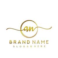 Initial AN beauty monogram and elegant logo design, handwriting logo of initial signature, wedding, fashion, floral and botanical with creative template. vector