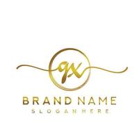 Initial GX beauty monogram and elegant logo design, handwriting logo of initial signature, wedding, fashion, floral and botanical with creative template. vector