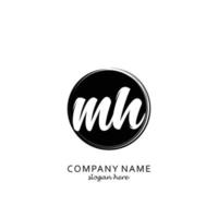 Initial MH with black circle brush logo template vector