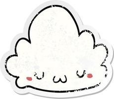 distressed sticker of a cute cartoon cloud vector