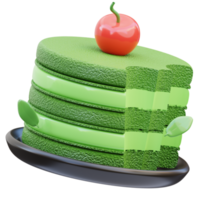 ilustração 3d de bolo de camada matcha, renderização em 3d png