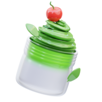 Melted matcha dalgona drink 3d illustration, 3d render png