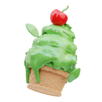 Melted matcha ice cream 3d illustration, 3d rendering png