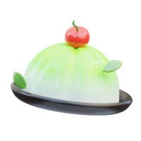 Matcha-Pudding 3D-Illustration, 3D-Rendering png