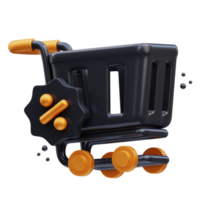 svart fredag rabatt handla vagn 3d illustration, 3d tolkning png