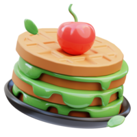ilustração 3d de waffle matcha, renderização em 3d