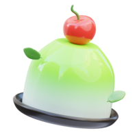 illustration 3d de pudding au matcha, rendu 3d png