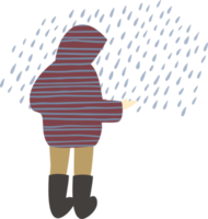 criança na chuva. ilustração de outono. png