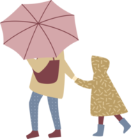 Woman with daughter. Autumn illustration. png