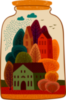 Autumn town. Isolated illustration. png