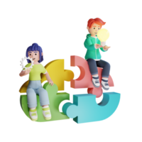 Problem solving thinking and teamwork collaboration 3d high quality render illustration png