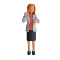 3d female doctor holding vaccine injection character illustration png