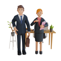 Businessman and woman standing at work character 3d character illustration png