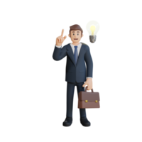 hombre de negocios tiene ideas brillantes personaje ilustración de personaje 3d png