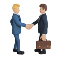 Businessman shaking hands with coworker character 3d character illustration png