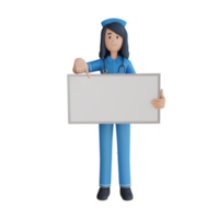 Nurse holding a blank white board 3d character illustration png