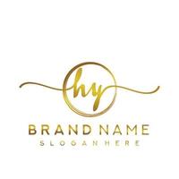 Initial HY beauty monogram and elegant logo design, handwriting logo of initial signature, wedding, fashion, floral and botanical with creative template. vector