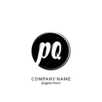 Initial PQ with black circle brush logo template vector