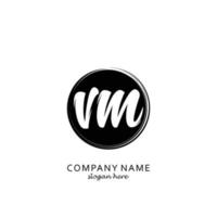 Initial VM with black circle brush logo template vector