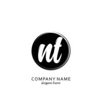 Initial NT with black circle brush logo template vector