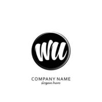 Initial WU  with black circle brush logo template vector