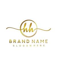 Initial HH beauty monogram and elegant logo design, handwriting logo of initial signature, wedding, fashion, floral and botanical with creative template. vector