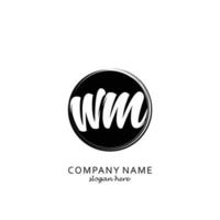 Initial WM with black circle brush logo template vector