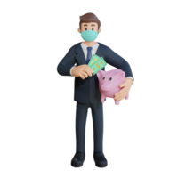 Business character illustration 3d rendering png