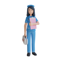 enfermera llevar medicina bolsa 3d personaje ilustración png
