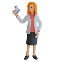 3d femmina medico personaggio design illustrazione png