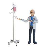 Illustration de conception de personnage de médecin senior masculin 3d png