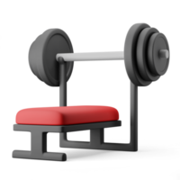 banc de presse avec équipement de gymnastique à haltères lourds illustration d'icône 3d png