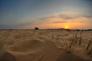 hermosa puesta de sol en el desierto foto