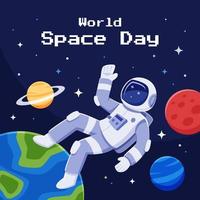 Astronaut Character in World Space Day Event Celebration vector