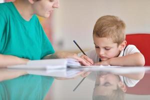 Boy doing homework photo