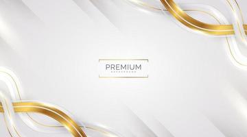 Luxury White and Gold Background with Golden Lines and Paper Cut Style. Premium Gray and Gold Background for Award, Nomination, Ceremony, Formal Invitation or Certificate Design vector