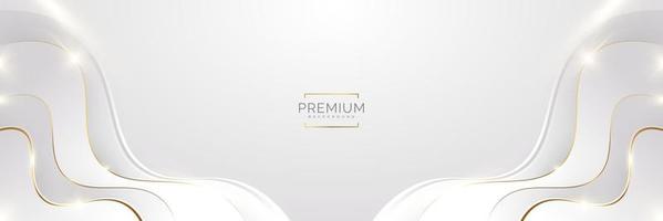 Luxury White and Gold Background with Golden Lines and Paper Cut Style. Premium Gray and Gold Background for Award, Nomination, Ceremony, Formal Invitation or Certificate Design vector