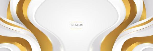 Luxury White and Gold Background with Golden Lines and Paper Cut Style. Premium Gray and Gold Background for Award, Nomination, Ceremony, Formal Invitation or Certificate Design vector