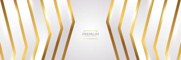 Luxury White and Gold Background with Golden Lines and Paper Cut Style. Premium Gray and Gold Background for Award, Nomination, Ceremony, Formal Invitation or Certificate Design vector