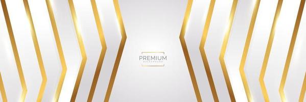 Luxury White and Gold Background with Golden Lines and Paper Cut Style. Premium Gray and Gold Background for Award, Nomination, Ceremony, Formal Invitation or Certificate Design vector