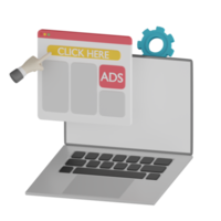 ícone de promoção de anúncios isolados 3D png