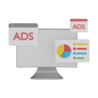 3d icono de promoción de anuncios aislados png