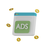 3d icono de promoción de anuncios aislados png