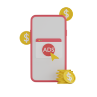 3d icono de promoción de anuncios aislados png