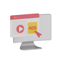 3d icono de promoción de anuncios aislados png