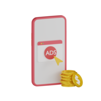 3d icono de promoción de anuncios aislados png