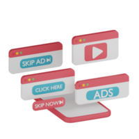 3d icono de promoción de anuncios aislados png