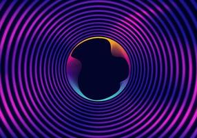 Abstract circles glowing neon color lighting round shape pattern with wavy dynamic lines technology concept vector